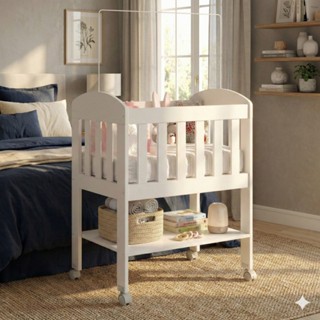 Mini Berço Bia 100% MDF com Colchão, Rodízios, Prateleira e Suporte para Mosquiteiro Carolina Baby em Oferta na Shopee