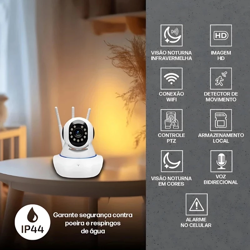 Câmera IP WiFi 360° Full HD com Visão Noturna e Áudio — foto 6