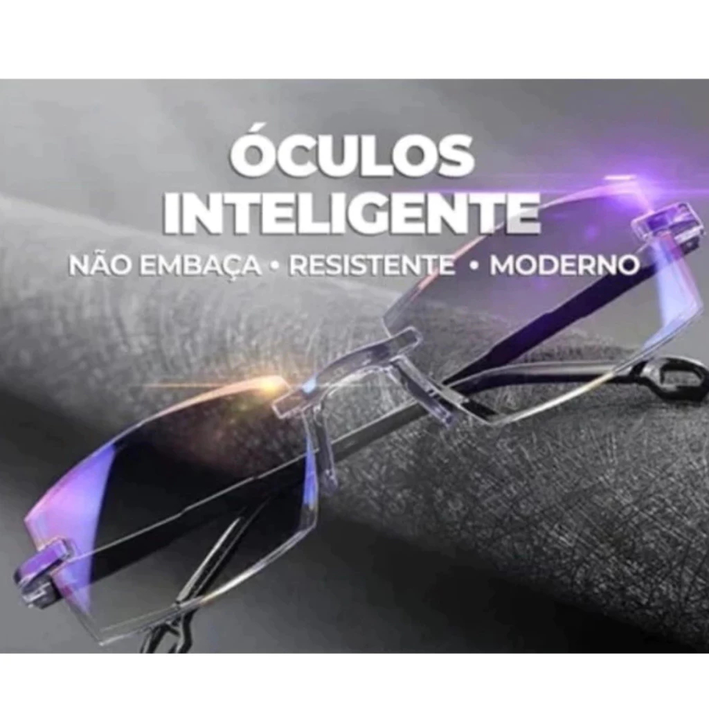 Óculos Inteligente Multifocal Diamantes 2em1 Perto/Longe TR90 MAX SEM ARO ANTI BLUE LIGHT em Oferta na Shopee