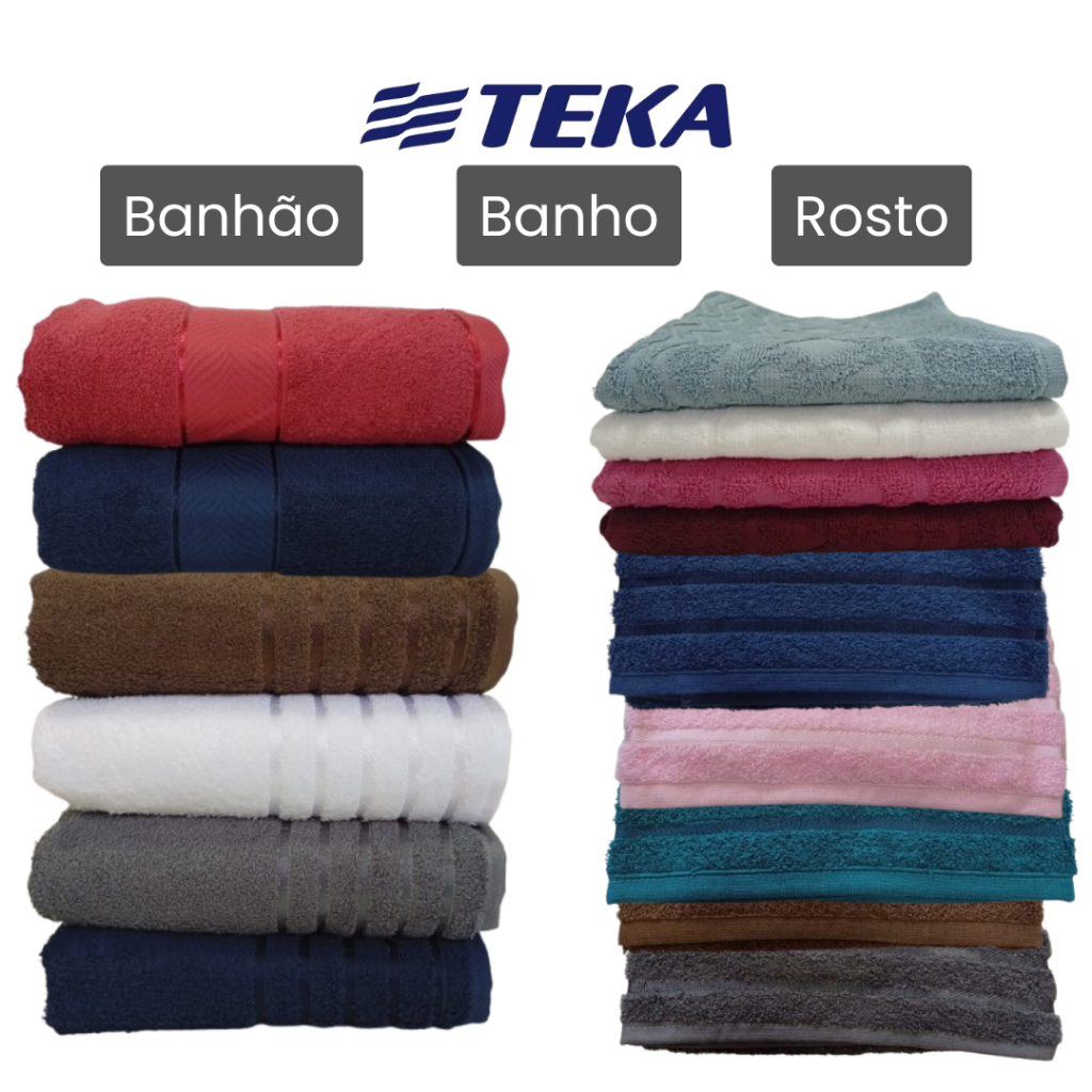Toalha de Banho Teka Banhão, Banho e Rosto 450g/m2 Felpuda em Oferta na Shopee