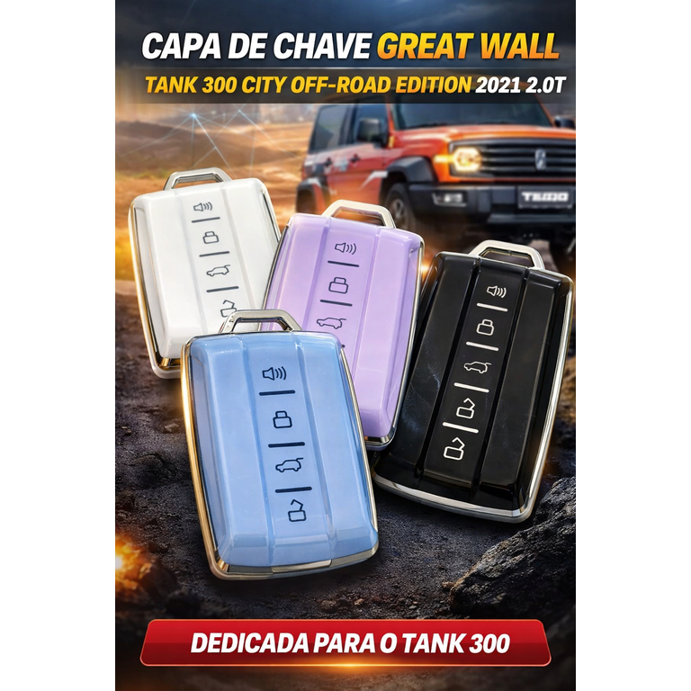 Capa Protetor Chave Canivete Silicone Great Wall Tank 300 2021 2.0T City Off-road Presença Proteção em Oferta na Shopee