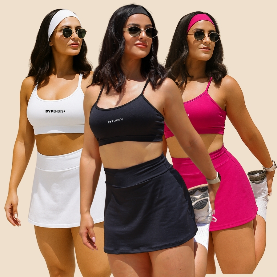 Kit (2 Unidades) ou Unitário | Conjunto Fitness Feminino Suplex Confortável Top + Short Saia com Bolso em Oferta na Shopee
