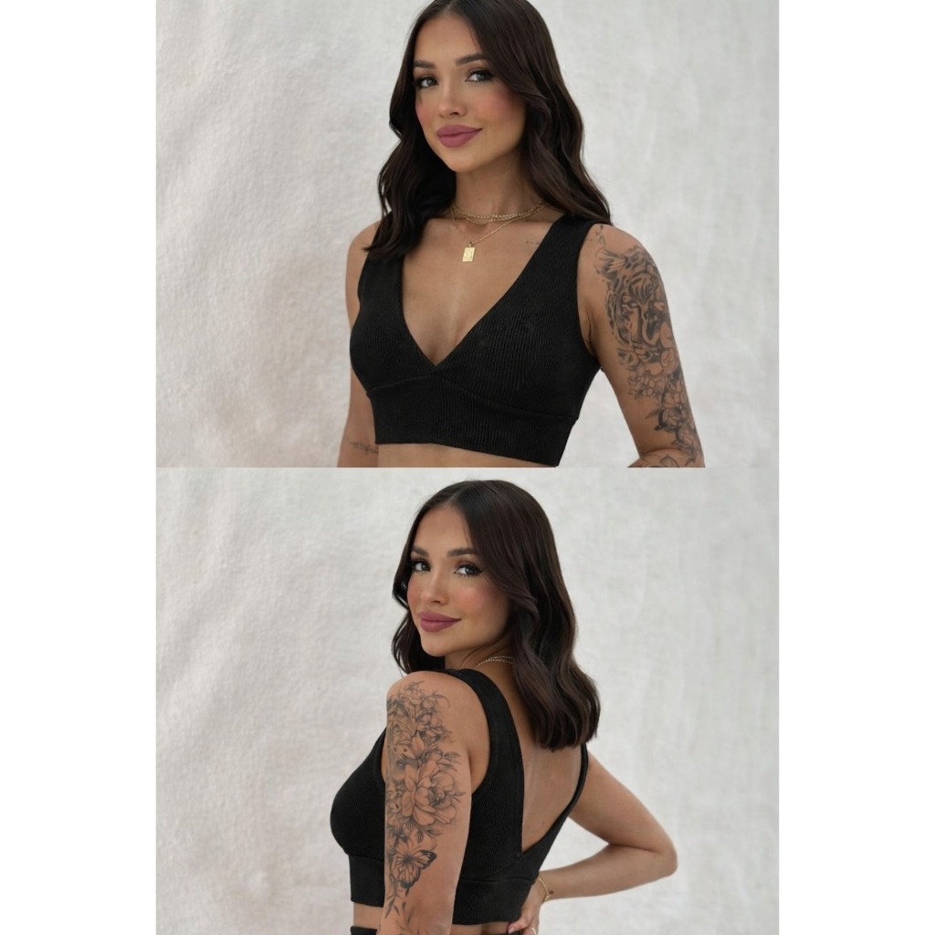 Cropped Decotado Sem Bojo Top Justo Curto Moda Feminina Verão