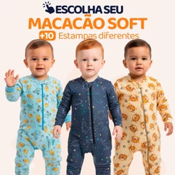 Escolha Seu Macacão Bebe Menino Roupa Inverno Soft Peluciado Com Zíper Quentinho e Confortável L09