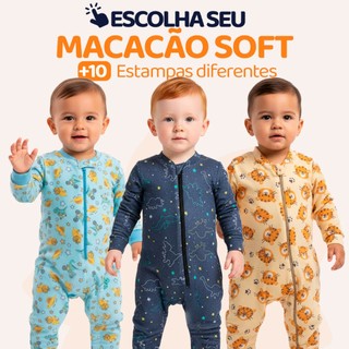 Escolha Seu Macacão Bebe Menino Roupa Inverno Soft Peluciado Com Zíper Quentinho e Confor…