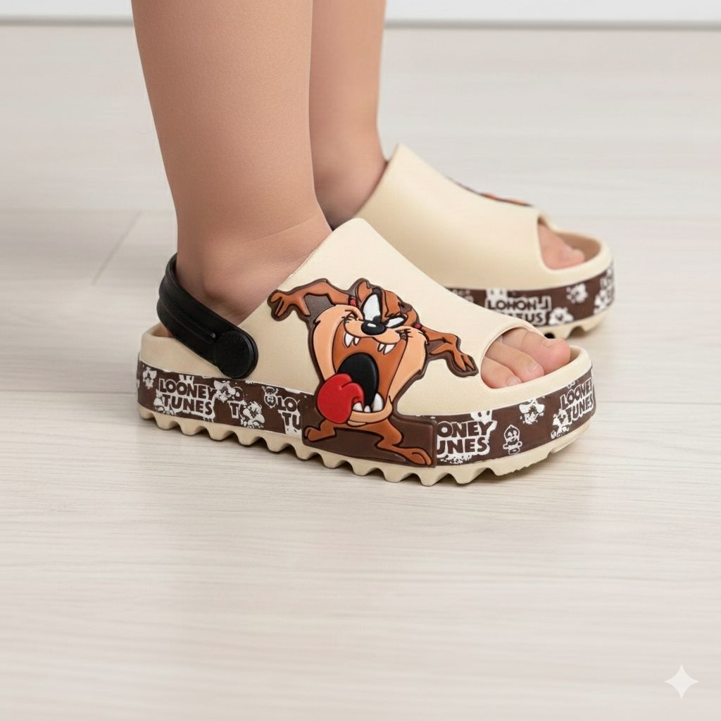 Sandália Slide Infantil Taz Mania Confortável Com Solado Antiderrapante Dia a Dia Escolar Slide Baby