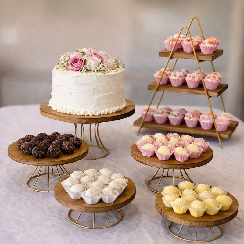 Kit Decoração Mesa de Festa Combo 6 Peças Escadinha + Suporte Boleira e Doceiras em Oferta na Shopee