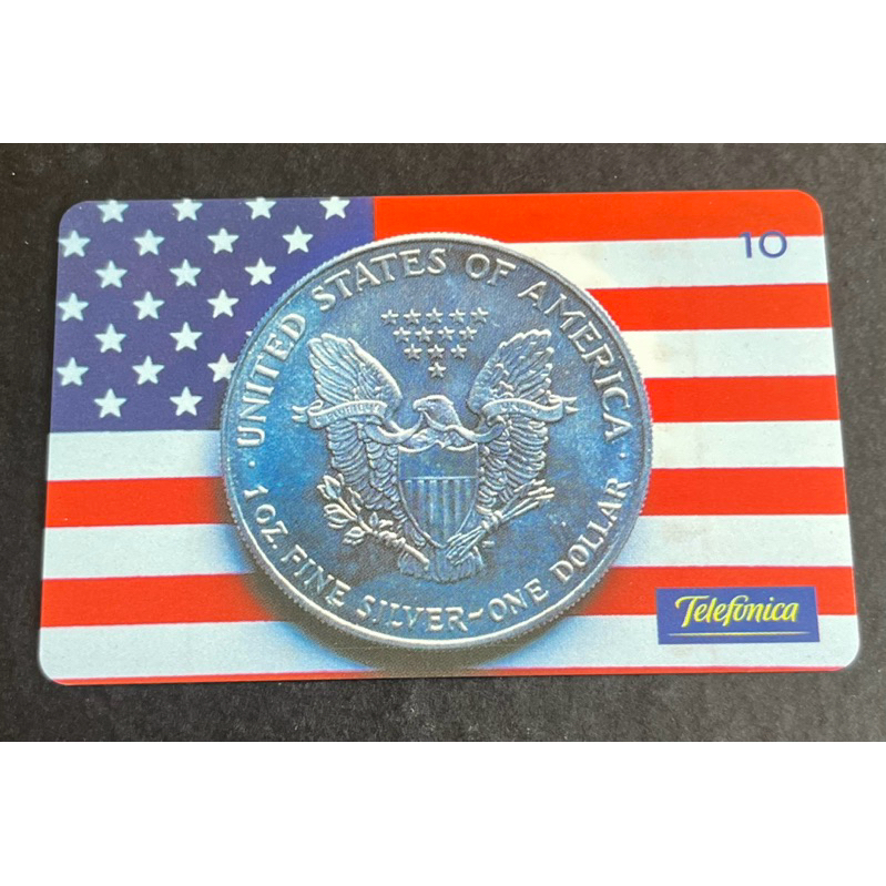 cartão telefônico moeda e bandeira dos Estados Unidos