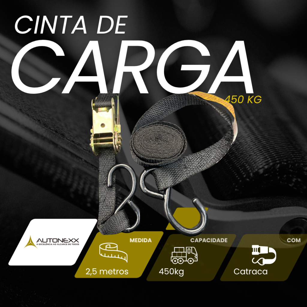 Kit 2 Catraca + Cinta Amarrar Moto Jetski Carga 2,5 Metros 450kg Com Gancho J Reforçado Para Transporte Seguro