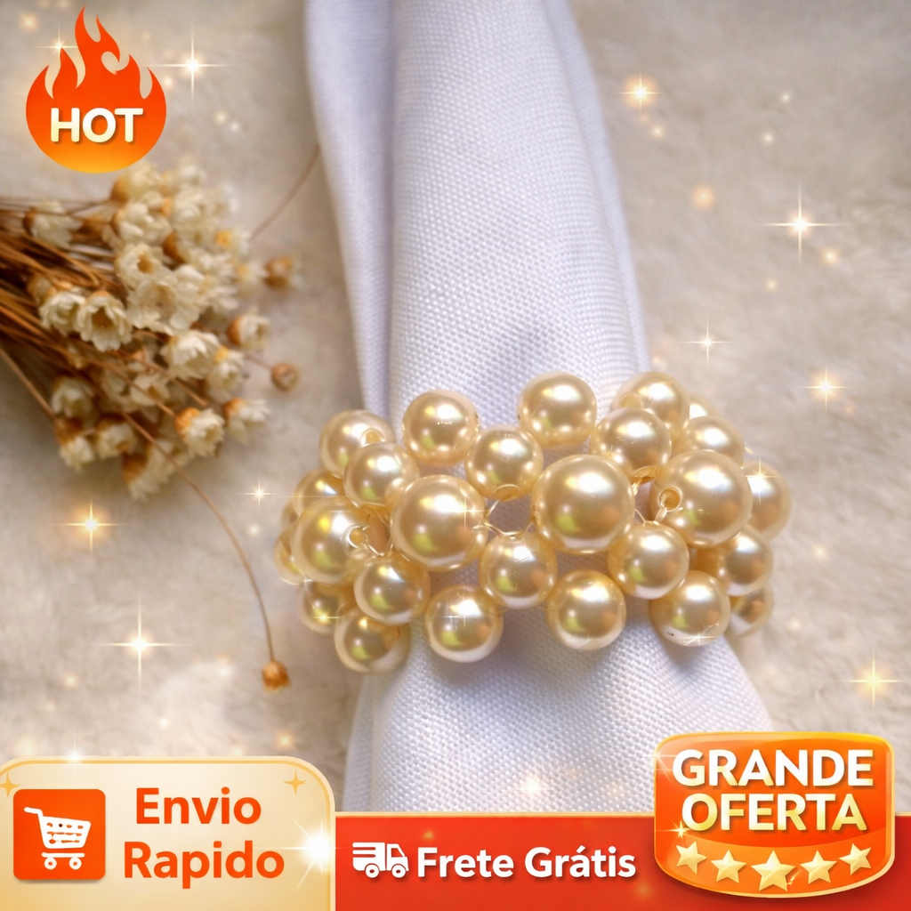 Anel de porta guardanapo kit com 4/6/8 ouriço de Mesa posta de perolas