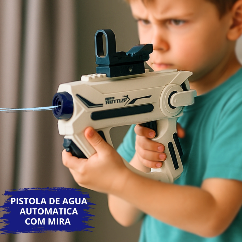 Arminha infantil de agua ,disparado continuo, bateria recarregavel alta presao  com mira removíveln