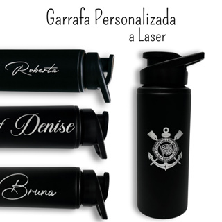 Garrafa Squeeze 600ml Alumínio Preta Personalizada Gravação a Laser em Oferta na Shopee