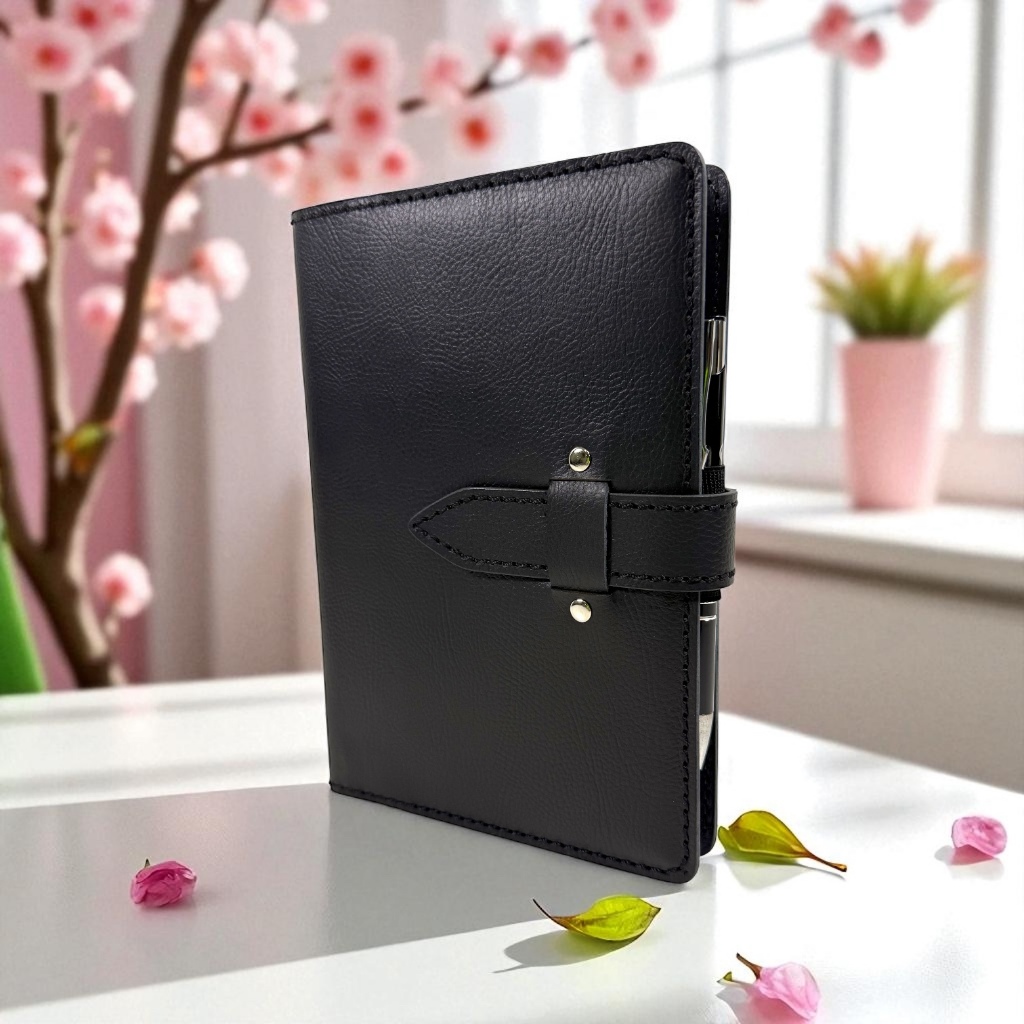 Capa COURO LEGÍTIMO removível + Agenda 2026