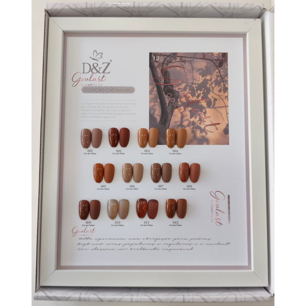 kit 12 Esmalte em Gel de Unha Coleção Luxo D&Z Cores Marrom - Cacau - Chocolate - Nude - Bege