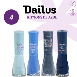 DAILUS UNHAS - KIT 4 ESMALTES - TONS DE AZUL - MANICURE em Oferta na Shopee