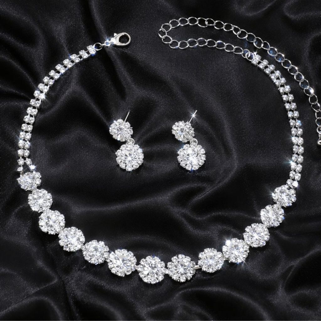 Conjunto Colar E Brincos Noiva Casamento Madrinha Festa C58 em Oferta na Shopee