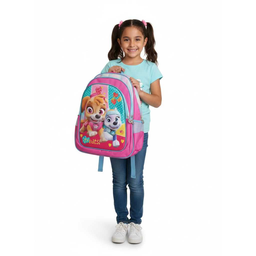 Mochila Escolar Infantil Alto Relevo 3D Patrulha Canina Rosa Rosa