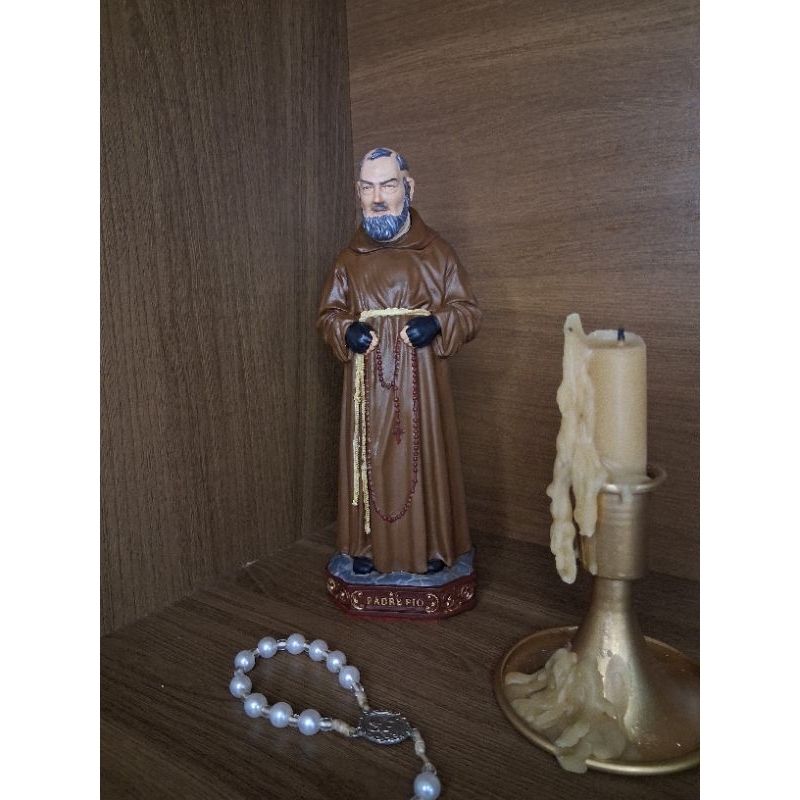 São Padre Pio 20 cm em gesso