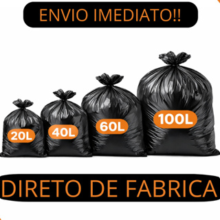 Saco Lixo Preto  Vários Tamanhos 100/60/40/20 Litros Direto De Fabrica 100 Unidades em Oferta na Shopee