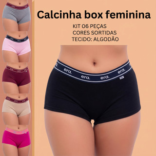 KIT 06 CUECA FEMININA ERA ADULTO EM ALGODÃO ( cores Sortidas de acordo com disponibilidade)