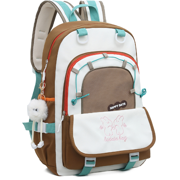 Mochila feminina genérica escolar faculdade de grande capacidade coloridas impermeável com pompom em Oferta na Shopee