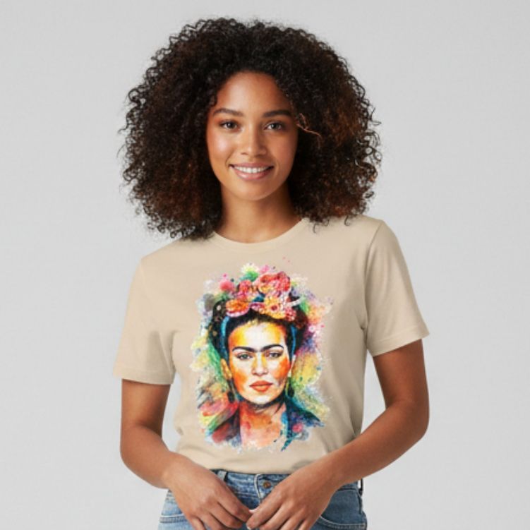 Camiseta Feminina Frida Estilo Over Básica e Versátil Frida Kahlo Pintora