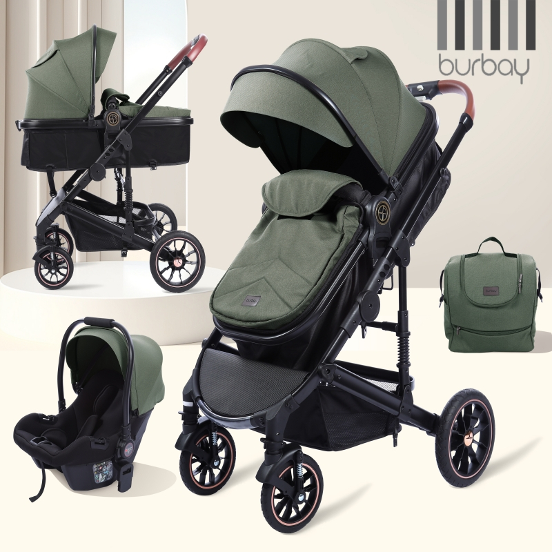 Carrinho De Bebê Premium 3 Em 1 Com Moisés, Cadeirinha Para Carro e Mochila; Dobrável E Leve – Modelo Deluxe em Oferta na Shopee