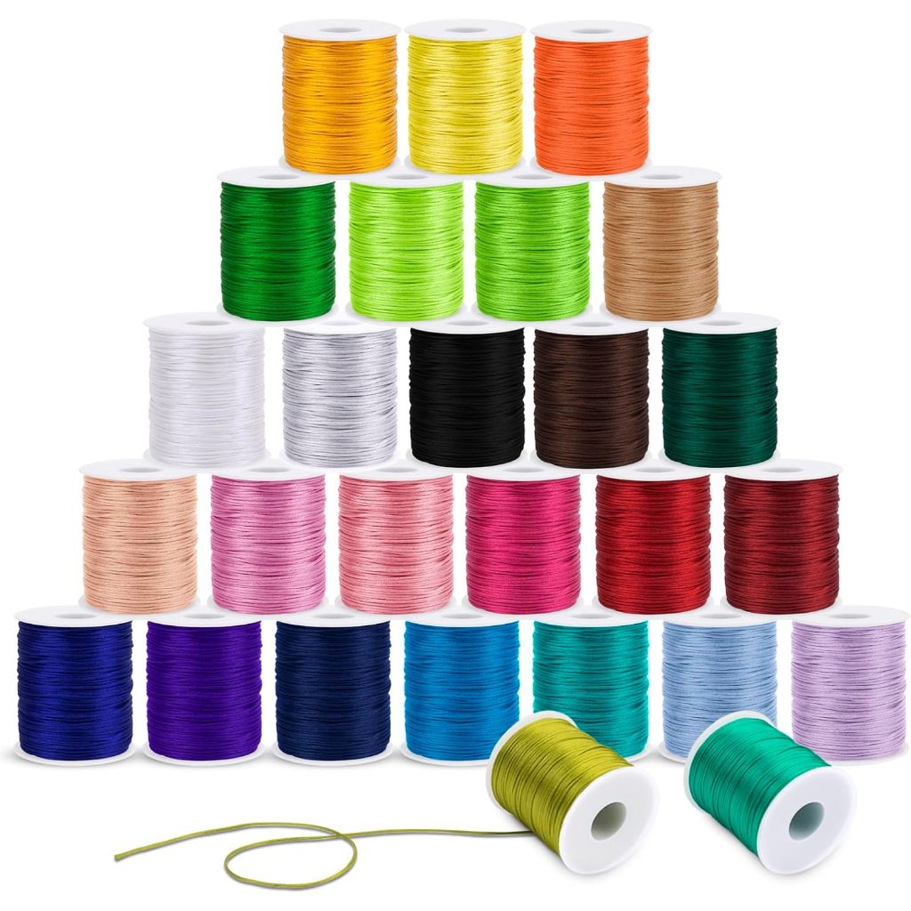 Fio de Seda Cetim 1mm Cordão Rabo de Rato 100 Metros Rolo Multicolor Liso 100m/1mm Premium em Oferta na Shopee