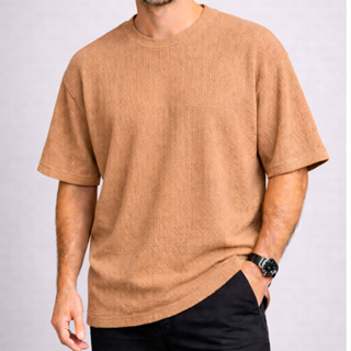 Camiseta Masculina Texturizada Oversized Lisa Premium em Oferta na Shopee