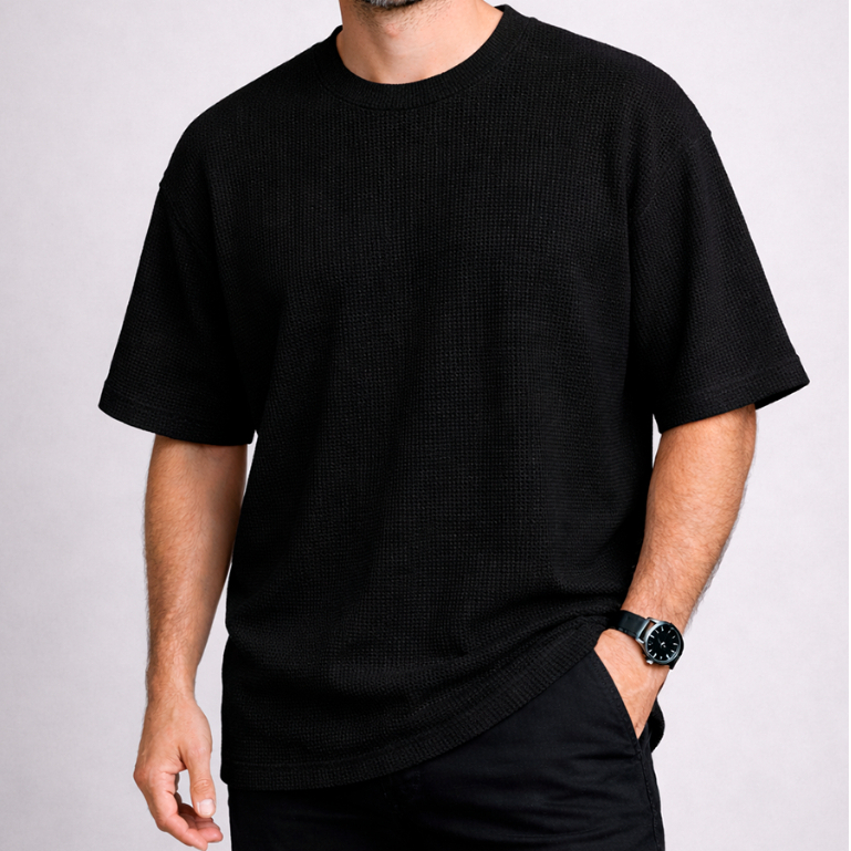 Camiseta Masculina Texturizada Oversized Lisa Premium