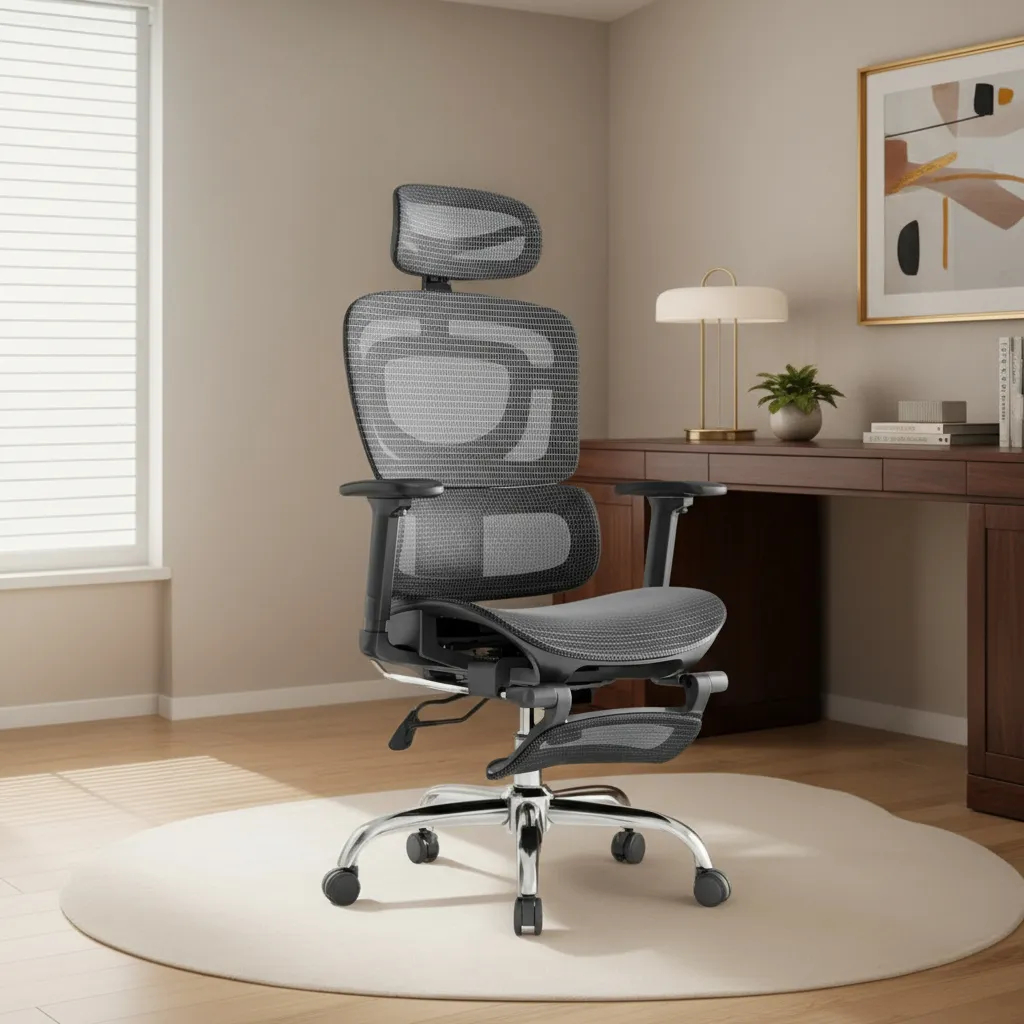 Cadeira Escritório Ergonômica Mônaco BT07/WT07 Luvinco Malha Respirável Lombar Adaptável Apoio Pés