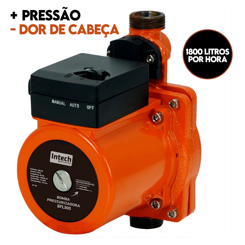 Bomba Pressurizadora Elétrica 1800L/H - Chuveiro e Todas as Torneiras da Casa Bo