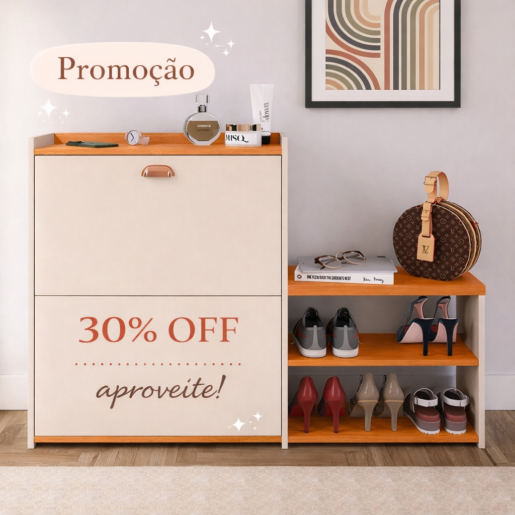 Sapateira Organizadora Com Banquinho Prateleira Gaveta Basculante Hall de Entrada Sapato em Oferta na Shopee