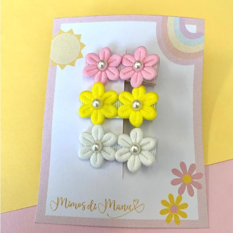 Kit presilha infantil Hair clip infantil Presilha de cabelo flor Clips lateral infantil Bico de pato