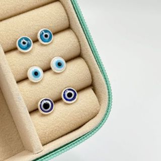 kit trio de brincos prata 925 olho grego em Oferta na Shopee