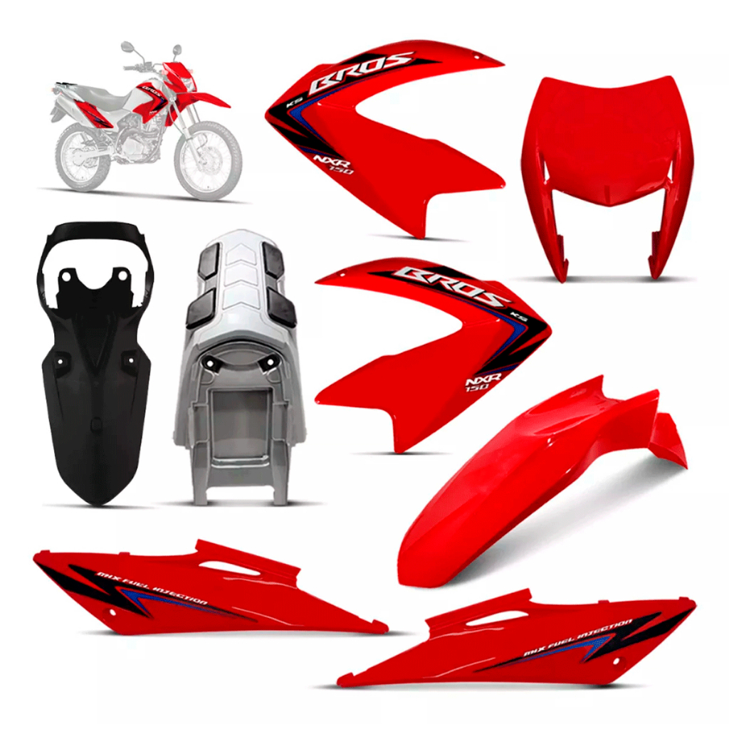 Kit Carenagem Plástico Completo Bros 150 NXR com Adesivos e Suporte de Placa 09 10 11 12 em Oferta na Shopee