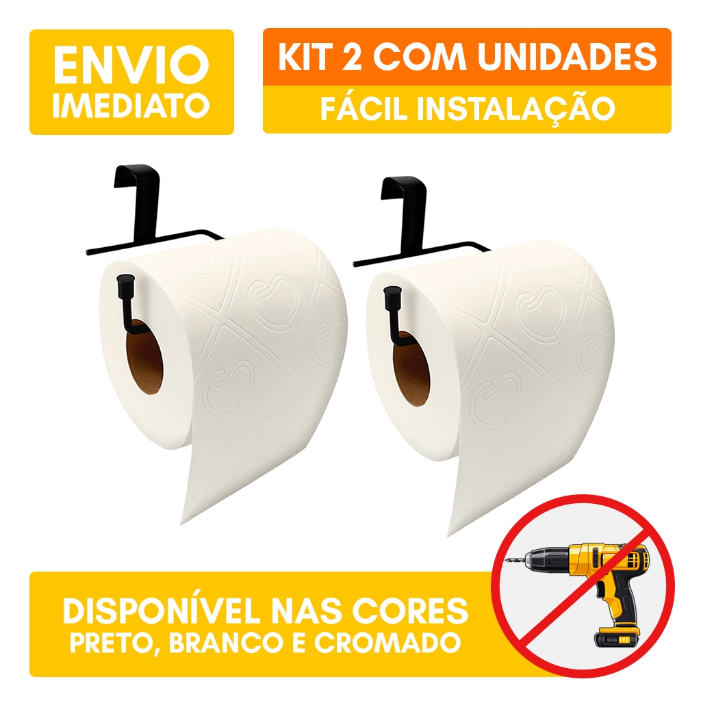 Kit 2 Suporte Porta Papel Higiênico Sem Furo Simples Encaixe Caixa Acoplada Papeleira Luxo em Oferta na Shopee
