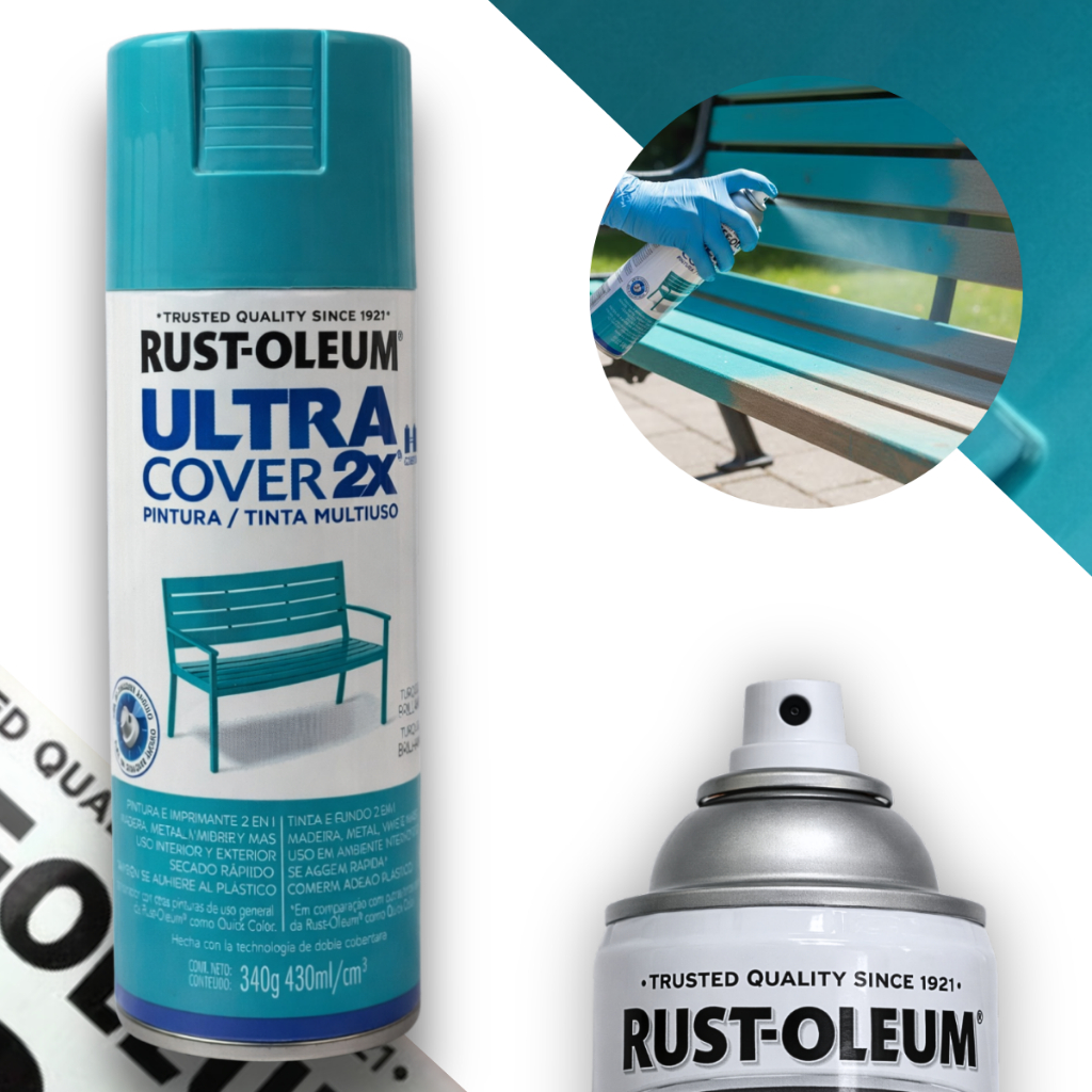 Spray Ultra Cover Multiuso Turquesa Brilhante Rust Oleum em Oferta na Shopee