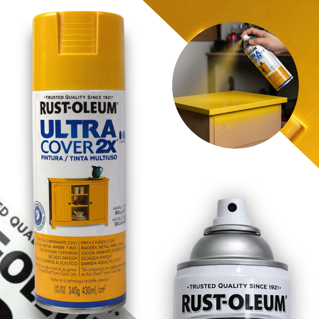 Spray Ultra Cover Multiuso Amarelo Ouro Brilhante Rust Oleum em Oferta na Shopee