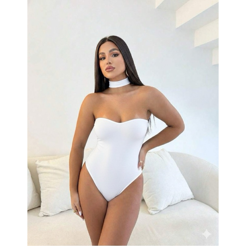 Body Feminino Gola Pescoço Com Bojo Suplex Premium Tomara Que Caia