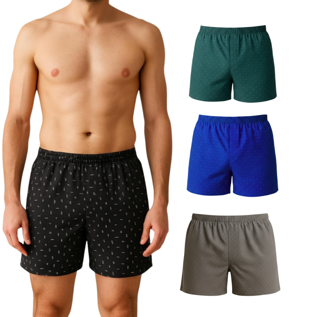 Kit 3 Cuecas Samba Canção Short Malha Fria Pijama Dormir