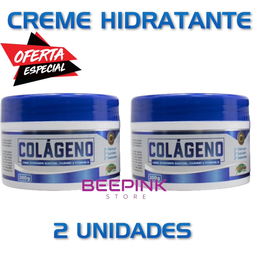 KIT 2 UND - CREME HIDRATANTE ELASTINA, COLÁGENO E VITAMINA É 300G - ALQUIMIA COSMÉTICOS em Oferta na Shopee