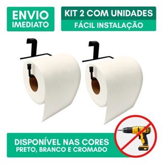 Kit 2 Suporte Porta Papel Higiênico Simples Caixa Acoplada Aramado Aço Preto Cromado Branco em Oferta na Shopee