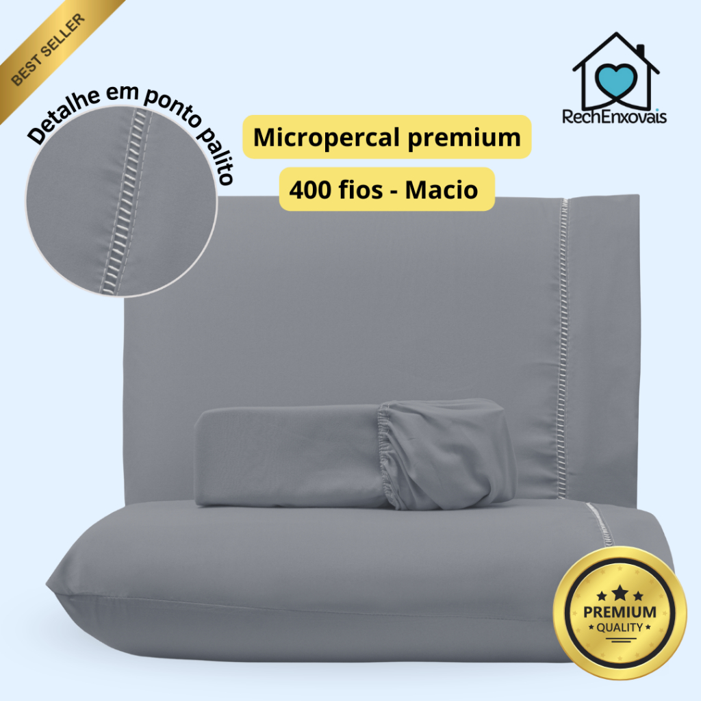 Jogo de Lençol Premium Com Elástico 400 fios Percal 3 Peças Ponto Palito Promo de lançamento em Oferta na Shopee