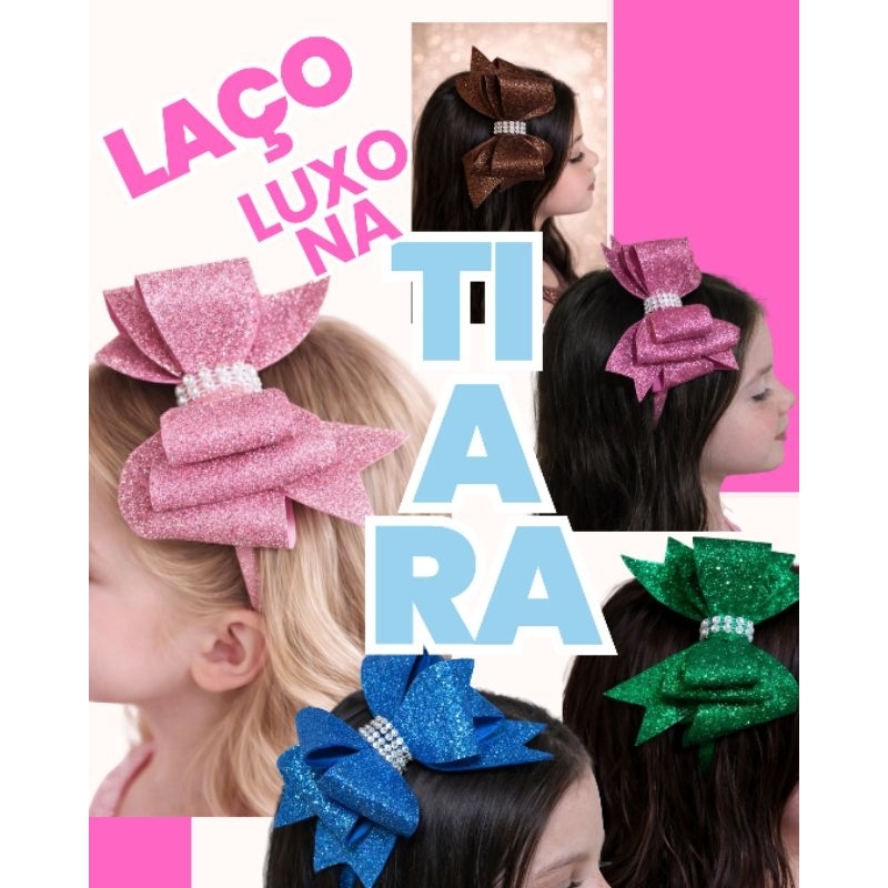Tiara de Luxo com Laço em E.V.A e acabamento em pedras - Tiara infantil