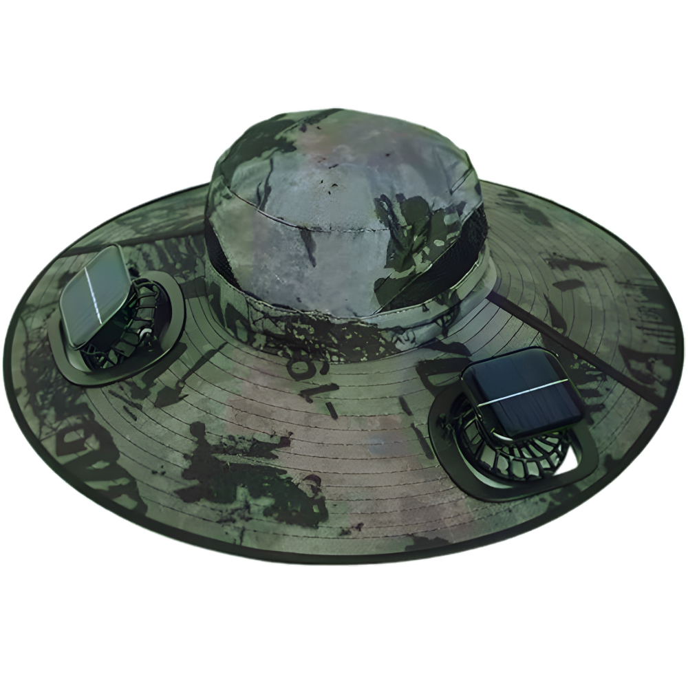 Chapéu Ajustável com Ventilador Solar – Impermeável, Refrescante e com Proteção UV para Pesca, Praia e Trilha