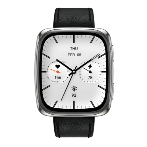 Smartwatch Amazfit Active 2 Premium Gps Vidro Safira Square Preto Couro Preto Preto Preto