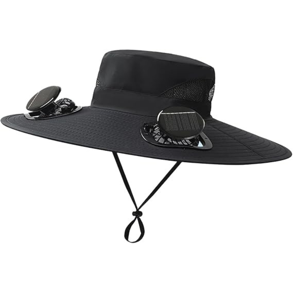 Chapéu Com Ventilador Solar Resfrecante Impermeável e Proteção Solar Raios UV - Pesca , Praia, Trilha - Ajustável