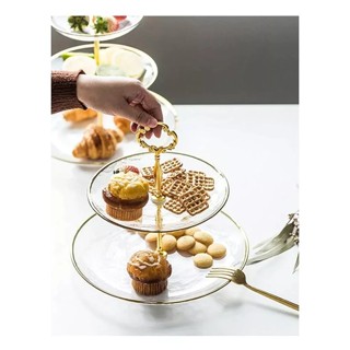 Prato Para Doces Frutas Cup Cakes Acrílico Luxo Dourado 2 e 3 andares Decoração Mesas e Eventos em Oferta na Shopee
