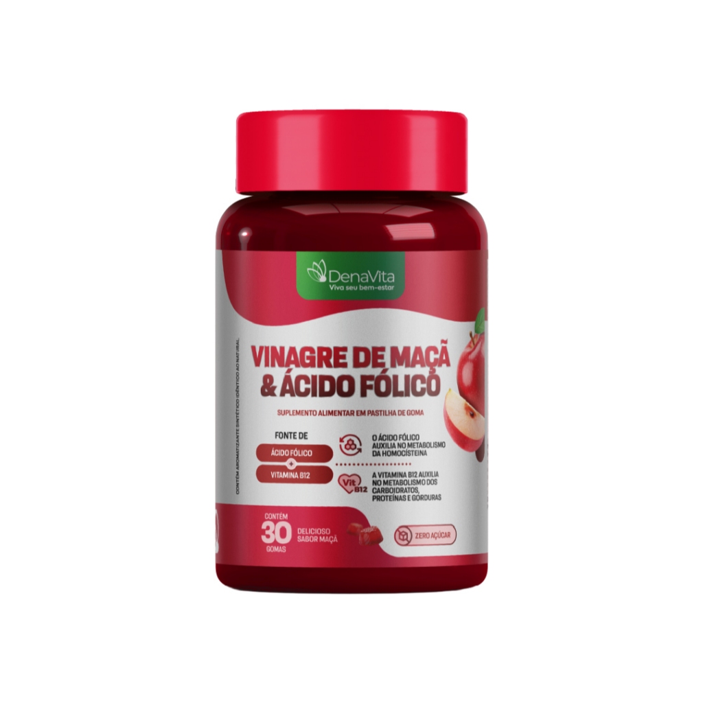 Gummy Vinagre De Maçã Com Ácido Fólico Em Goma, Apple Cider Vinegar - Lançamento - Denavita